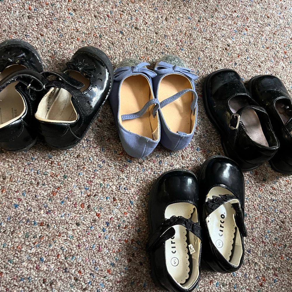 Gymboree stride ride Black and Blue Kids Dress Shoes baby girl lot